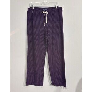 Polo Ralph Lauren Women’s 100% Brushed Cotton Pajama Pants Purple Pinstripe L